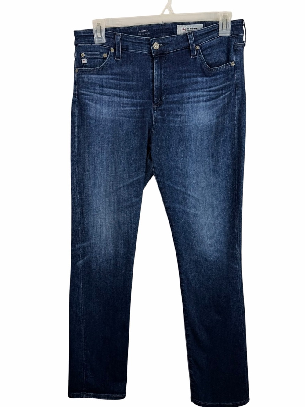 AG Adriano Goldschmeid | Blue Medium Wash The Mari High Rise Straight Jeans